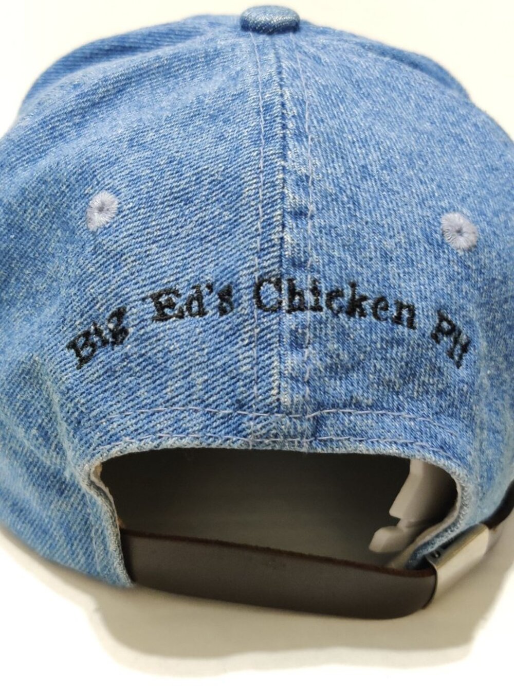 Big Ed's Chicken Pit Denim Strapback Hat Embroidered Restaurant Promo Cap Vtg - Picture 9 of 12